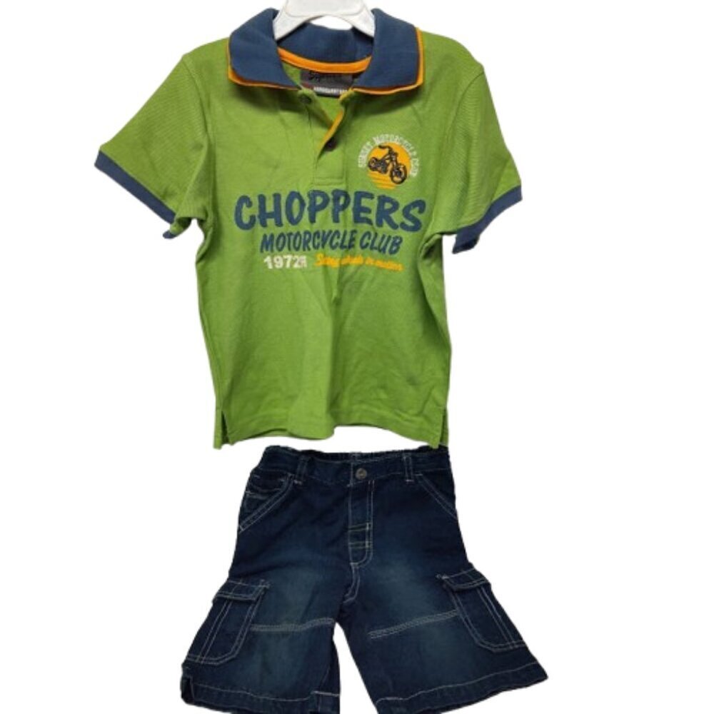 Signature Kids Headquarters 2 Piece Denim Shorts and Collared Tee 3T Boys NWT - Picture 3 of 7